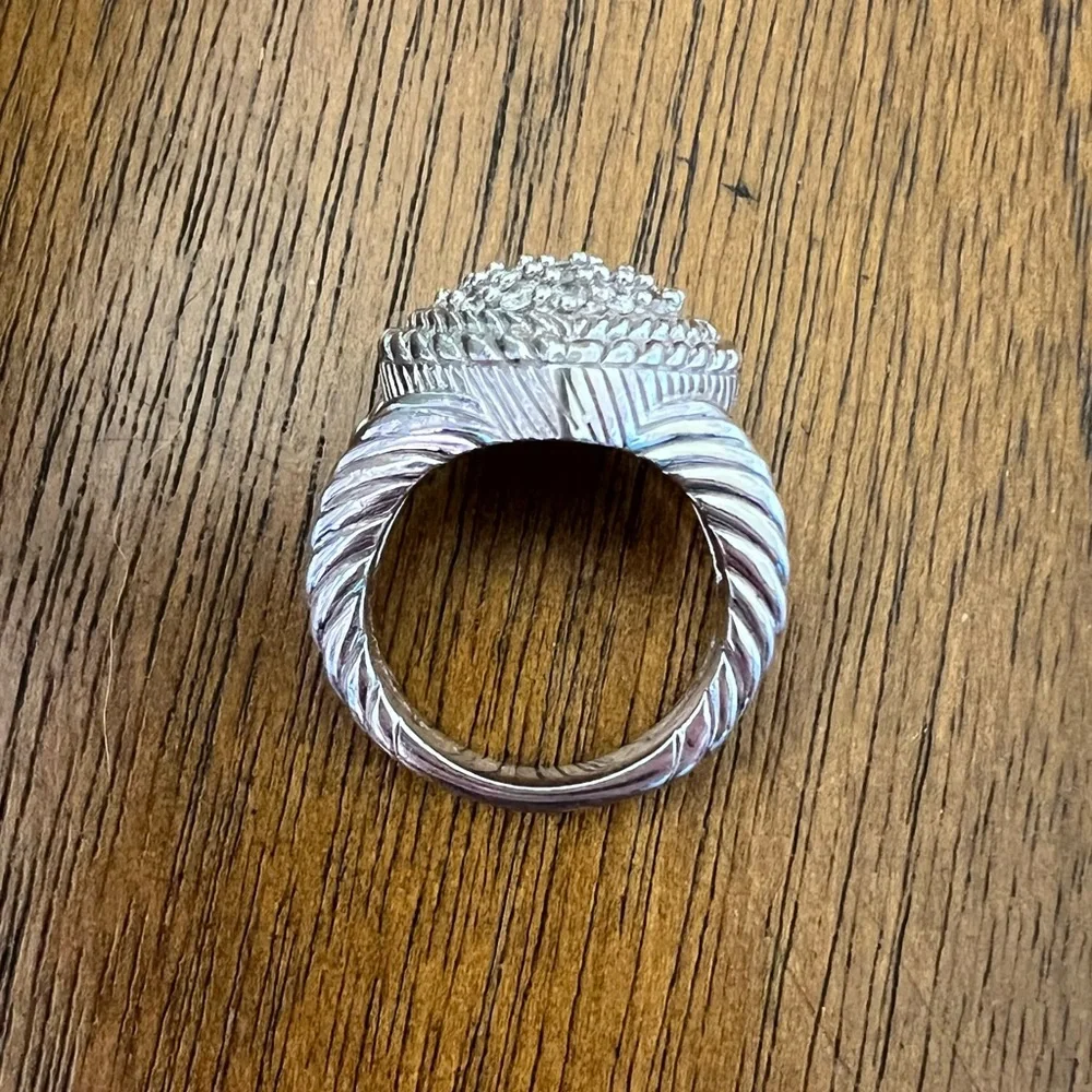 Judith Ripka Sterling Silver Pavé Heart Diamonique CZ Ring Size 6 - Picture 15 of 15